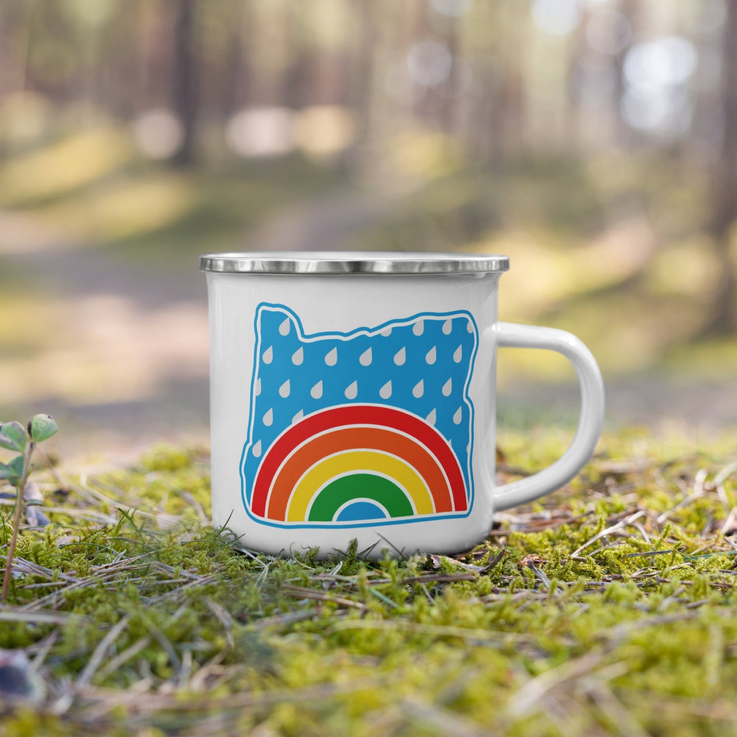 Rainbow, Enamel Mug, 12oz